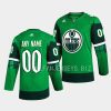 oilers custom primegreen authentic green 2023 st. patricks day jersey