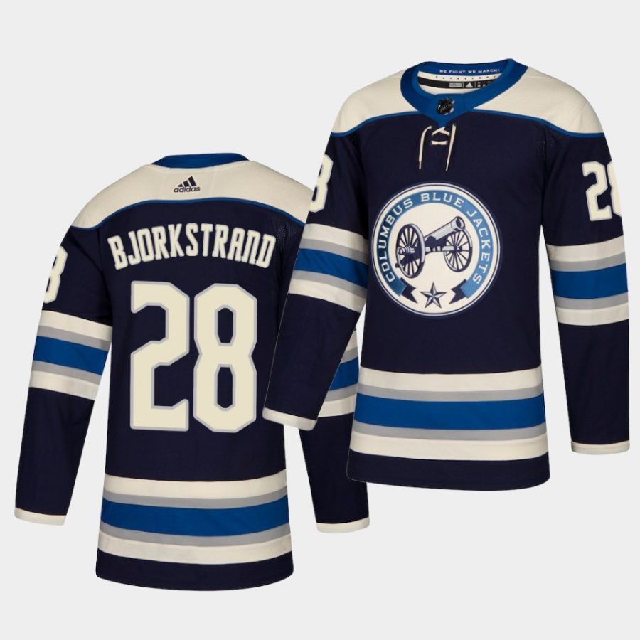 oliver bjorkstrand sideline navyjersey