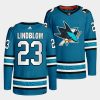 oskar lindblom sharks teal 2022 23home primegreen authentic jersey