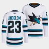 oskar lindblom sharks white 2022 23away primegreen authentic jersey