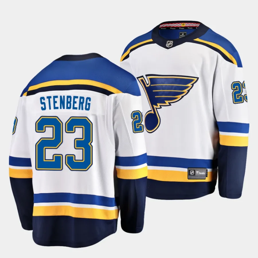 otto stenberg blues white away 2023 nhl draft breakaway playerjersey