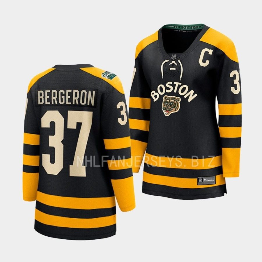 patrice bergeron bruins black 2023 winter classic women jerseys