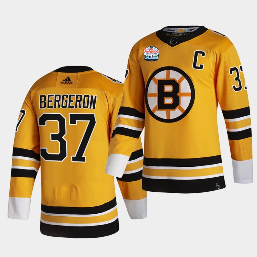 patrice bergeron bruins gold lake tahoe 2021 nhl outdoors sunday jersey