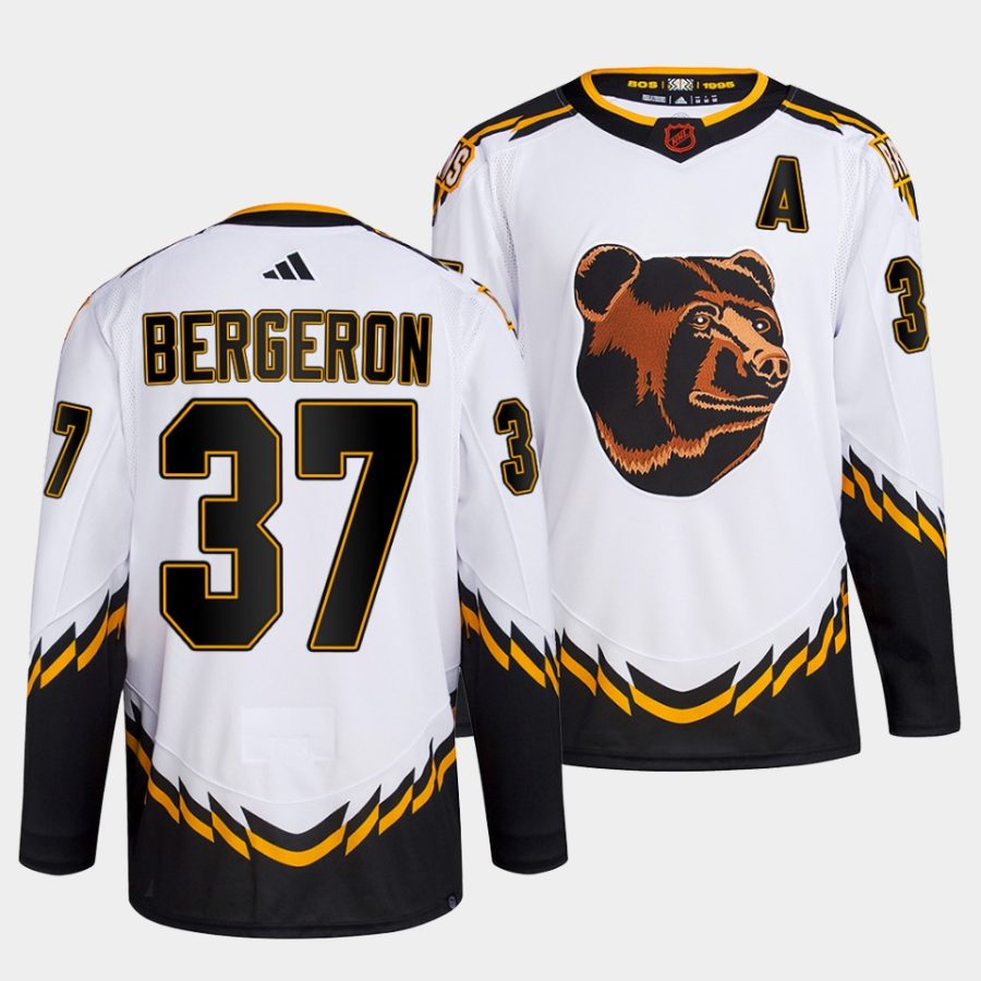 patrice bergeron bruins white 2022reverse retro 2.0 authentic primegreen jersey