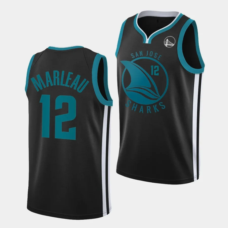 patrick marleau sharks black warriors mashup basketball jersey