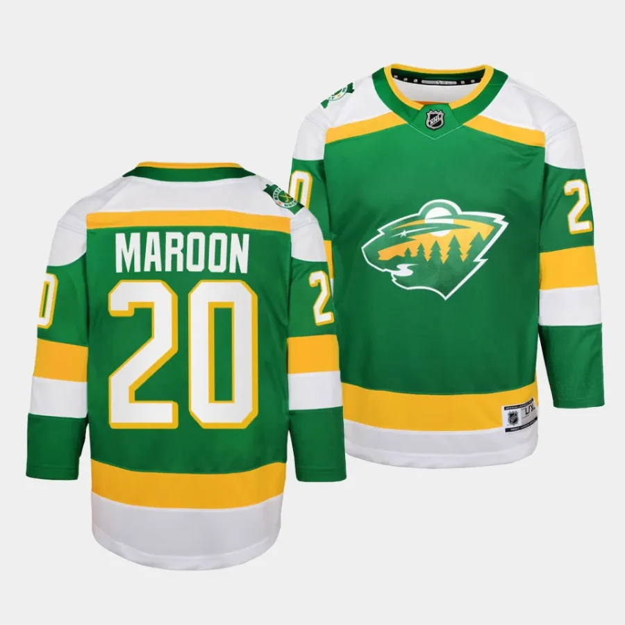 patrick maroon wild 2023 24alternate youth greenreplica player jersey