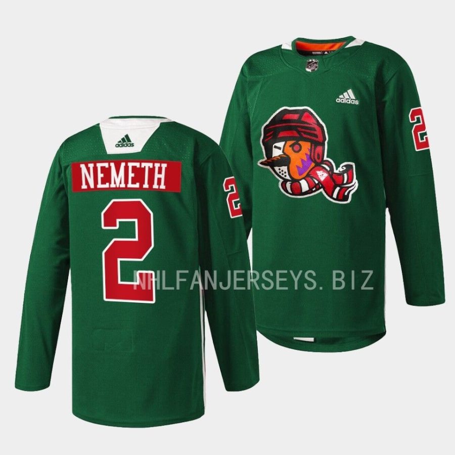 patrik nemeth coyotes warmup 2022howliday green jersey