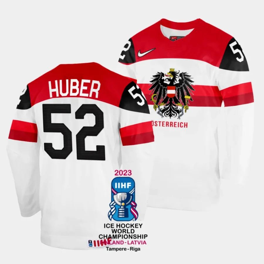 paul huber australia 2023 iihf world championship home white jersey