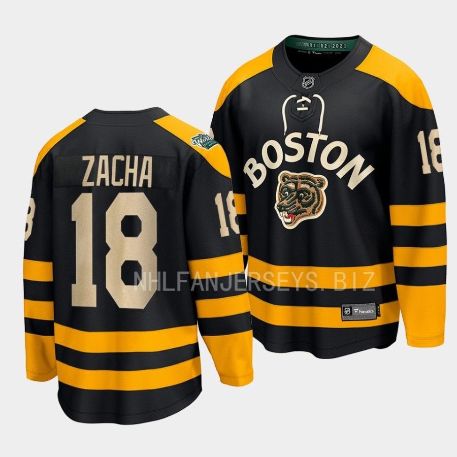 pavel zacha bruins black 2023 winter classic breakaway jersey