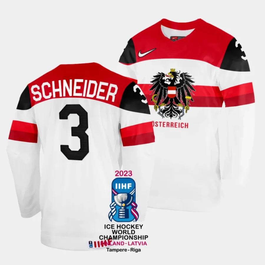 peter schneider australia 2023 iihf world championship home white jersey