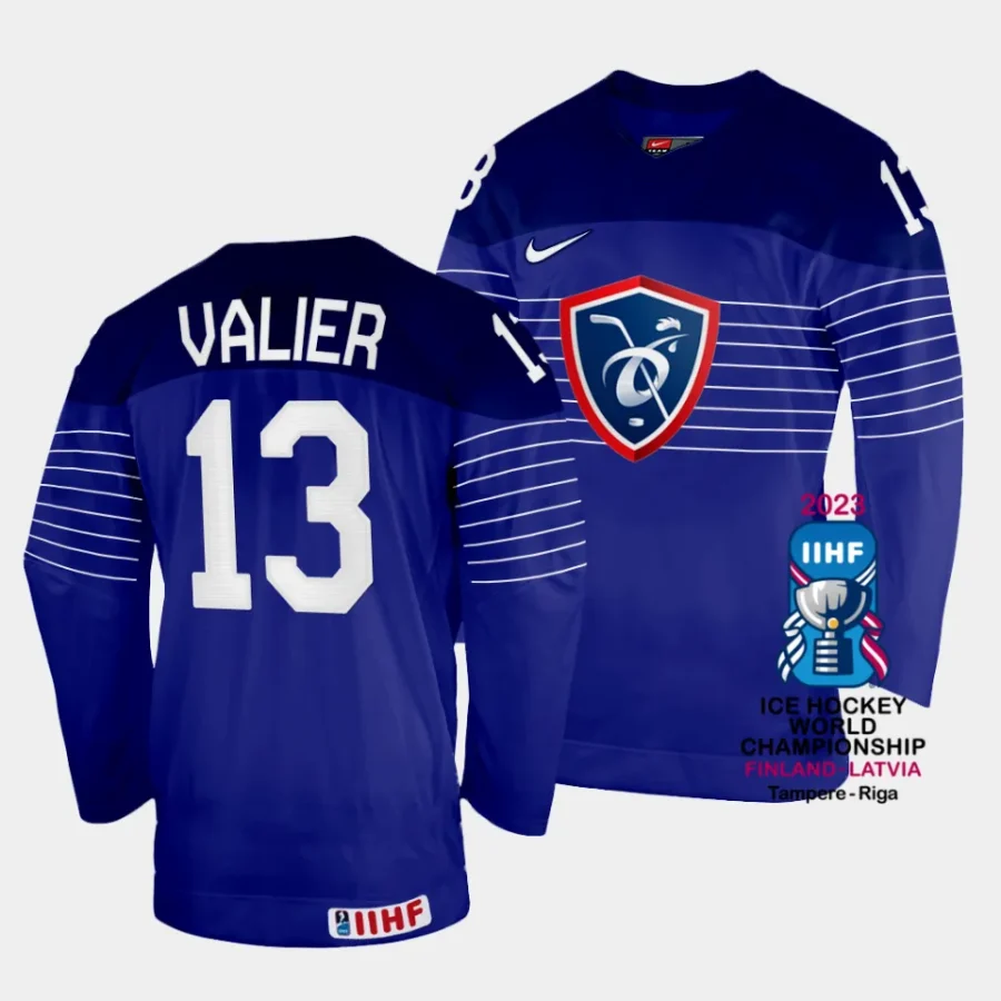 peter valier france 2023 iihf world championship away blue jersey