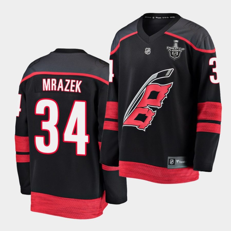 petr mrazek hurricanes black 2020 stanley cup playoffs alternate jersey