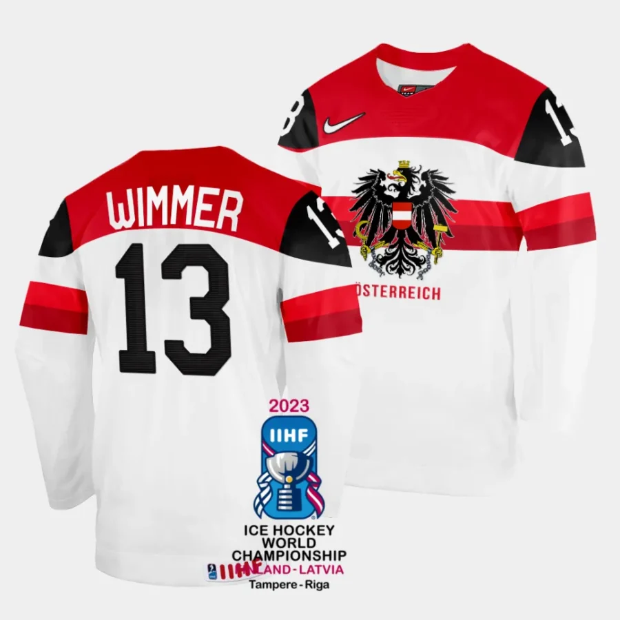 philipp wimmer australia 2023 iihf world championship home white jersey