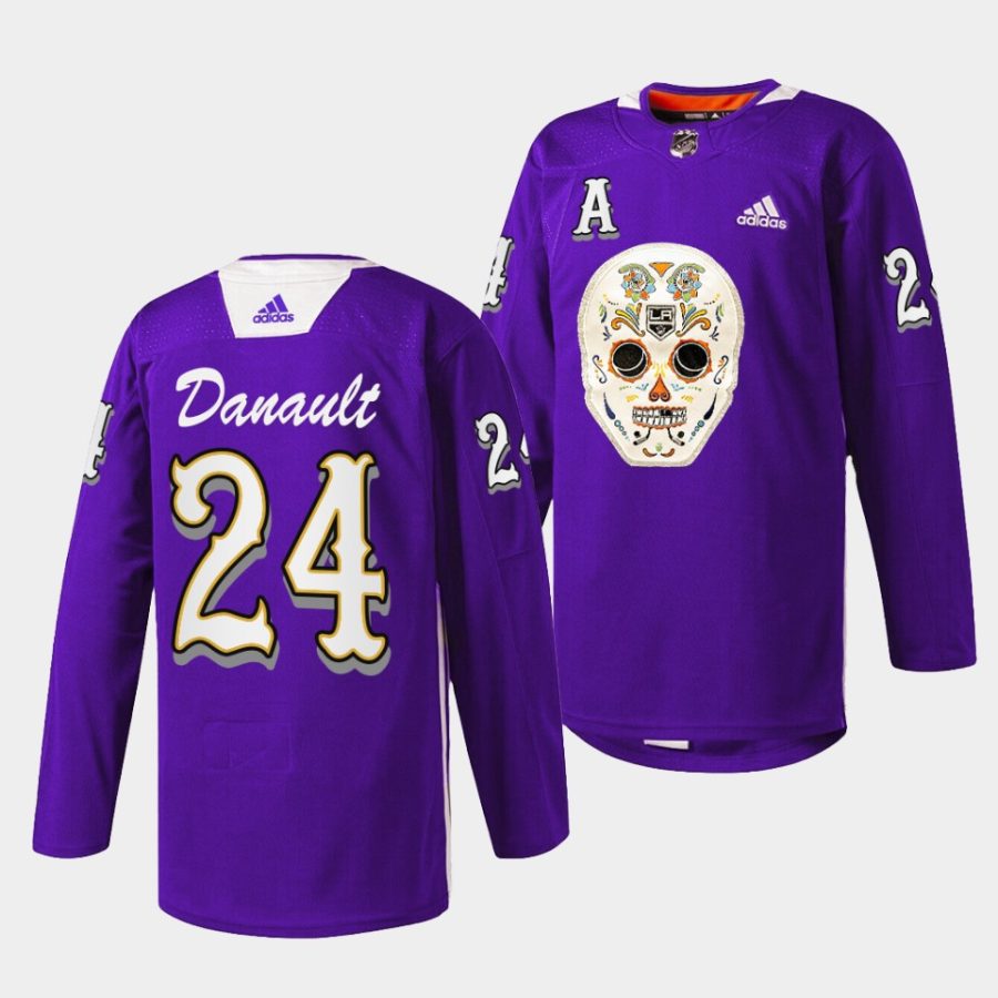 phillip danault la kings purple 2022dia de los metros night sugar skull warmup jersey