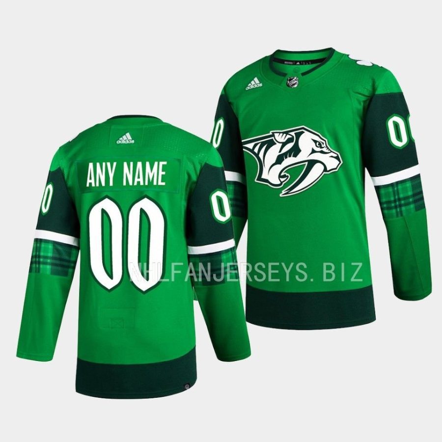 predators custom primegreen authentic green 2023 st. patricks day jersey