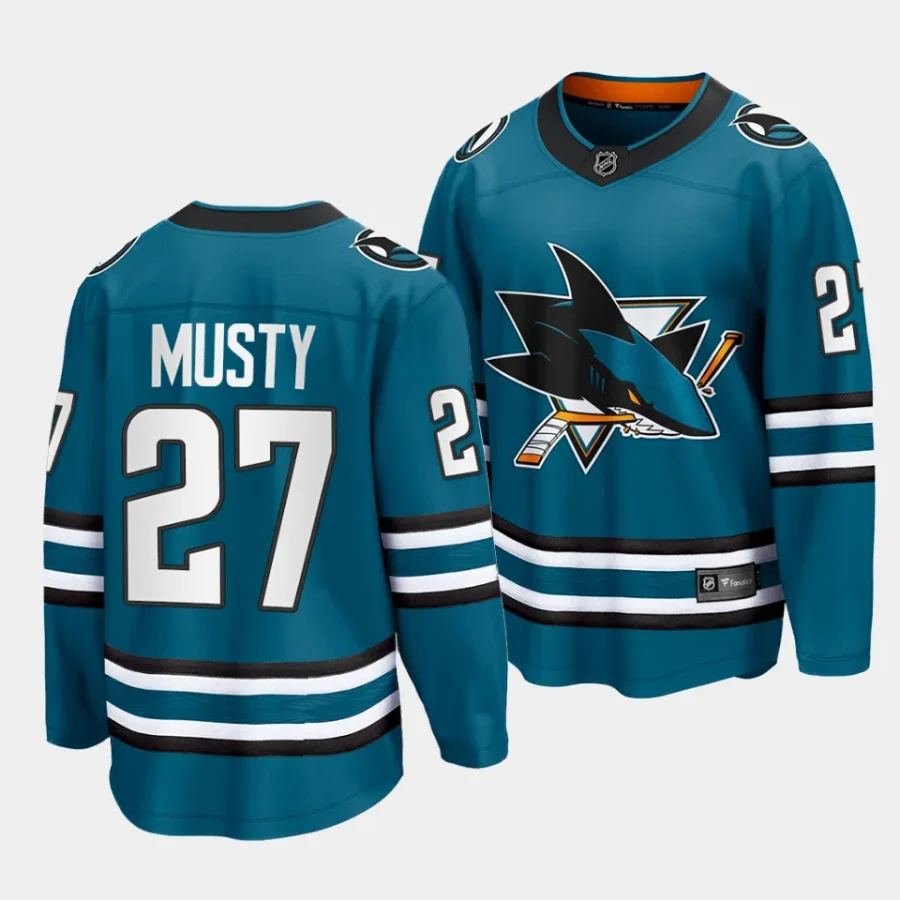 quentin musty sharks teal home 2023 nhl draft premier breakawayjersey