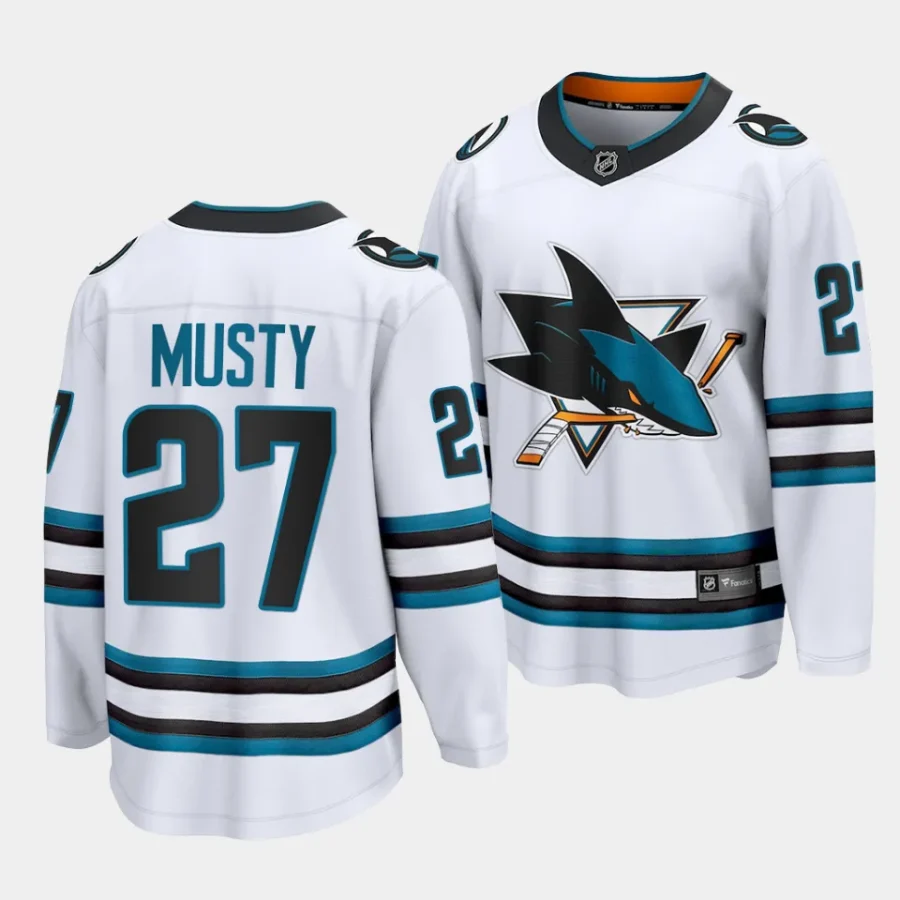 quentin musty sharks white away 2023 nhl draft premier breakawayjersey