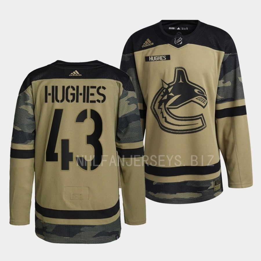 quinn hughes canucks green 2022 armed forces camo warm up jersey