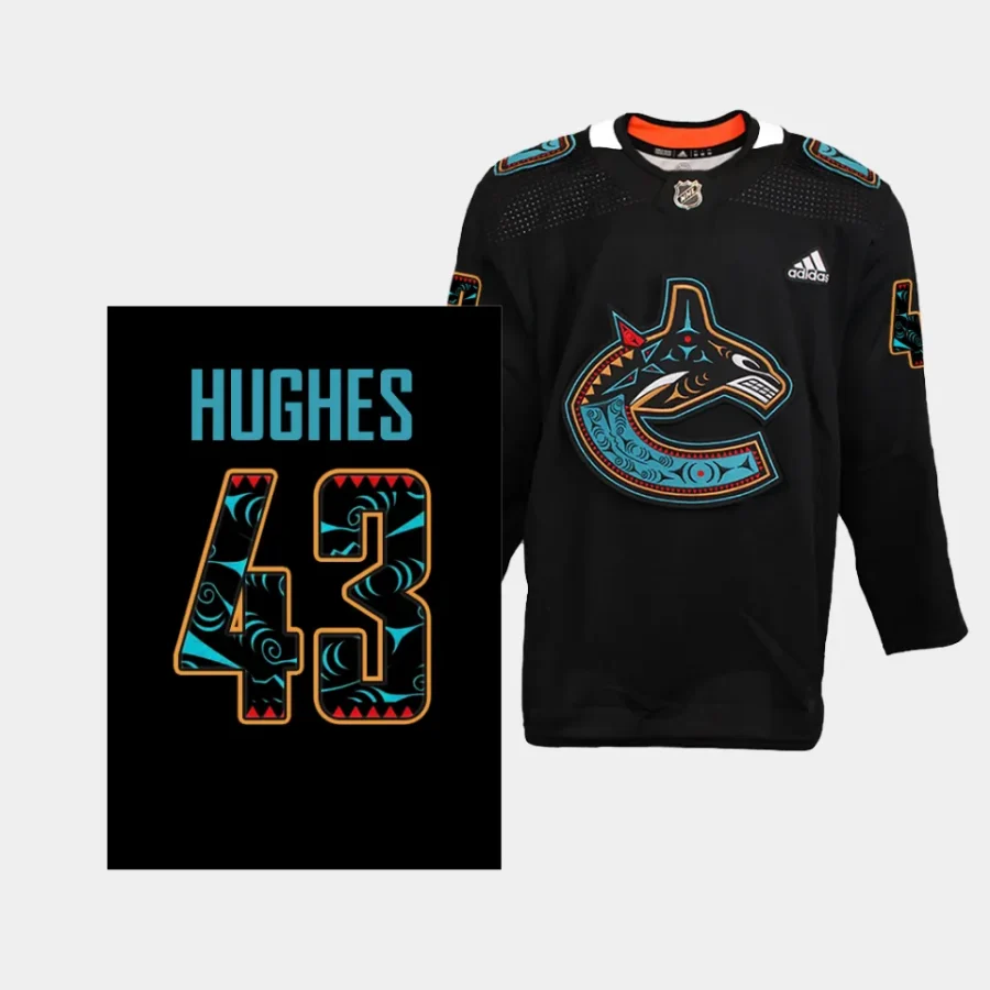 quinn hughes canucks special edition first nations 2023 black jersey