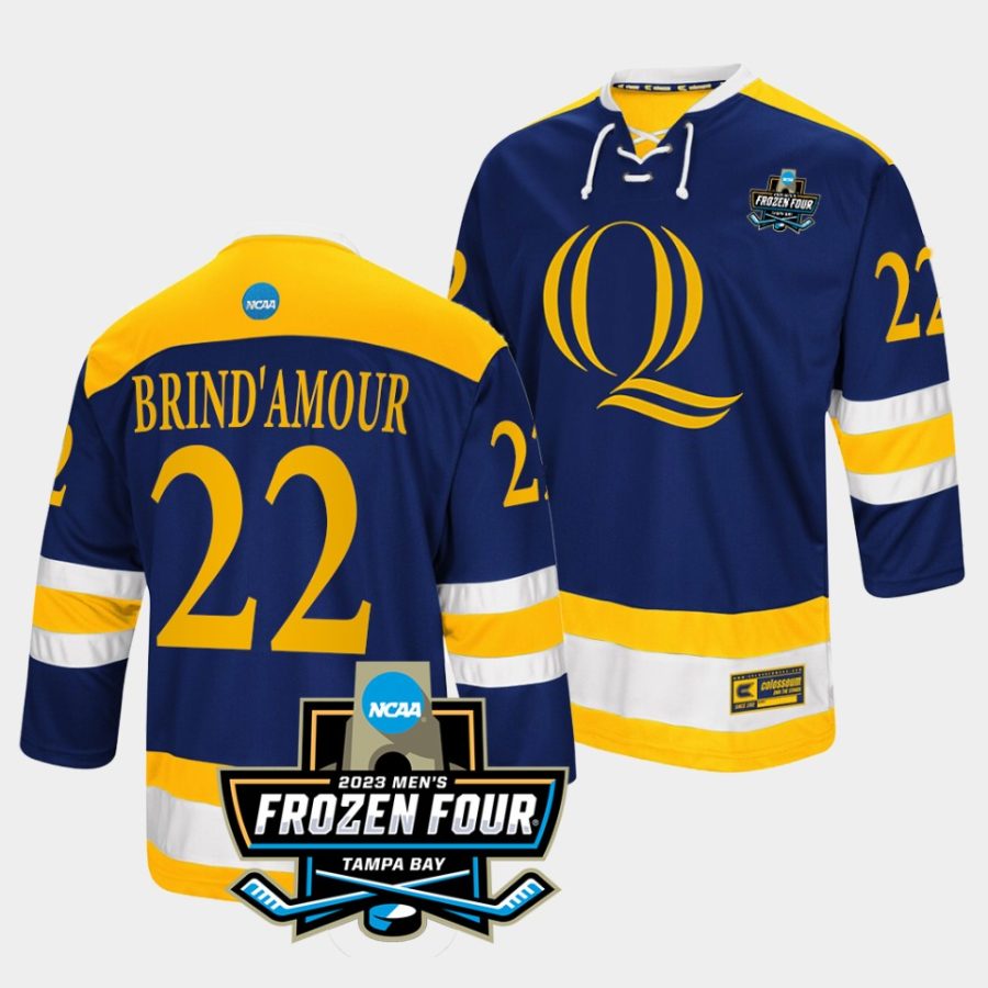 quinnipiac bobcats skyler brindamour 2023 ncaa frozen four navy ice hockey jersey