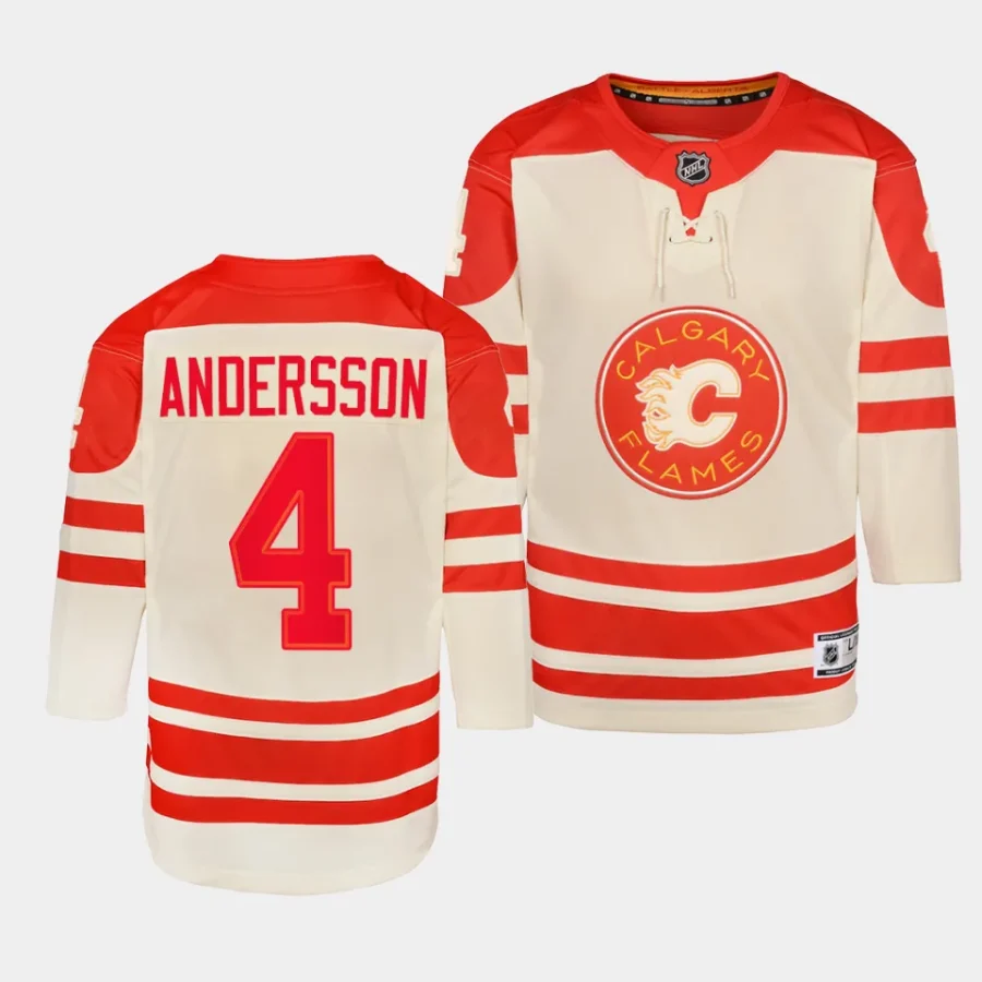 rasmus andersson flames 2023 nhl heritage classic youth cream jersey