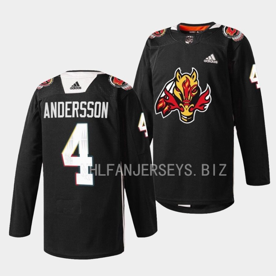 rasmus andersson flames black 2023indigenous celebration night warmup jersey