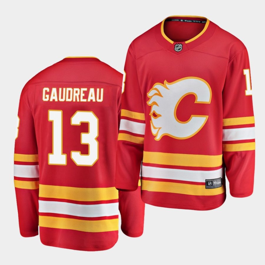 red calgary flames sideline johnny gaudreau jersey 3