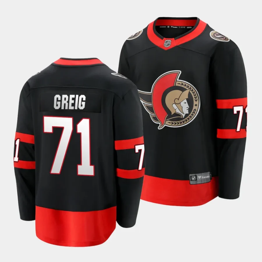 ridly greig senators black home breakaway player jersey