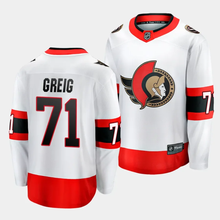 ridly greig senators white away breakaway player jersey