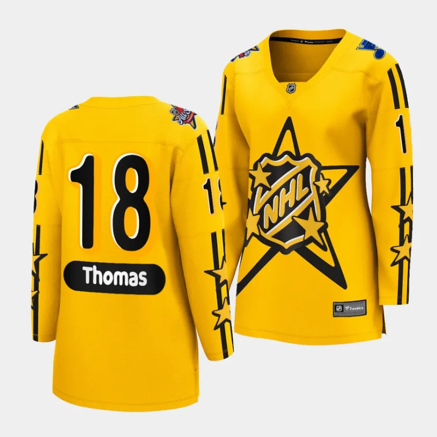 robert thomas blues yellow 2024 nhl all star game women jerseys