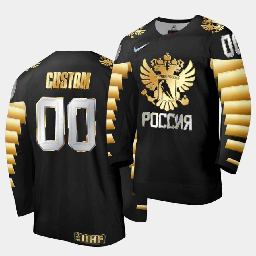 russia 2021 iihf world junior championship custom black golden limited edition jersey