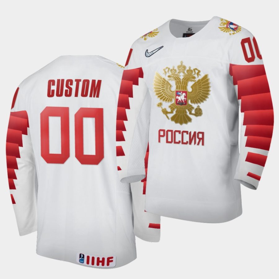 russia custom 2021 iihf world junior championship white home jersey