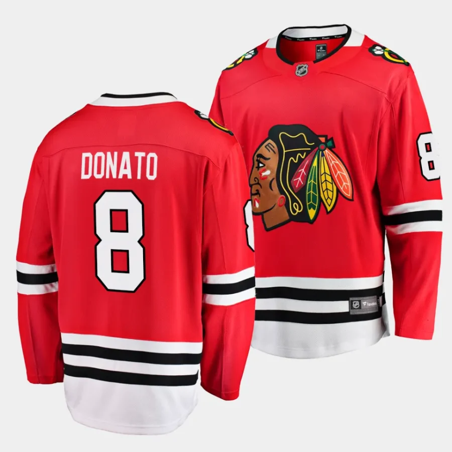 ryan donato blackhawks red home breakaway player jersey