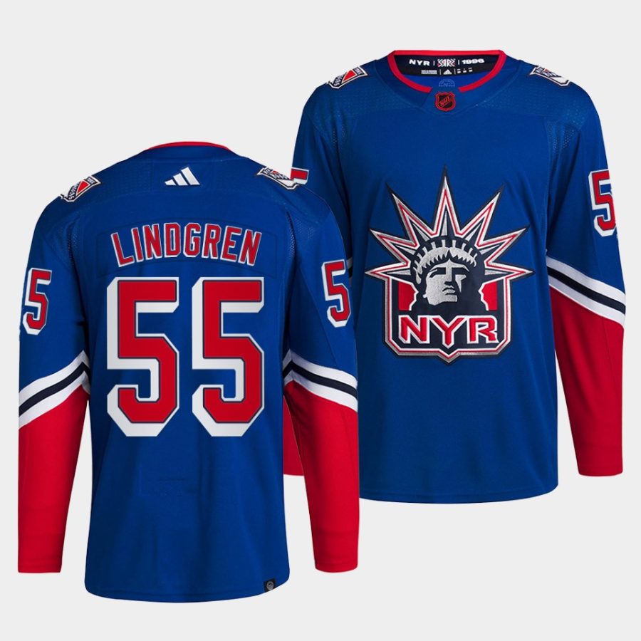 ryan lindgren rangers blue 2022reverse retro 2.0 authentic primegreen jersey