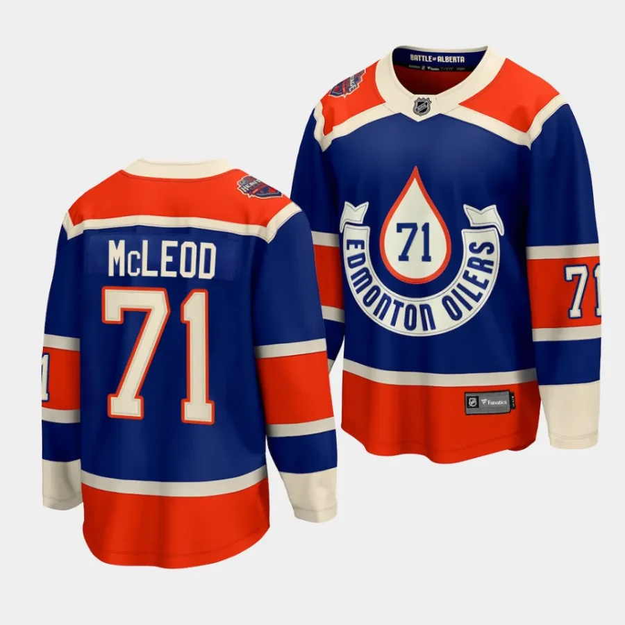 ryan mcleod oilers royal 2023 nhl heritage classic premier jersey