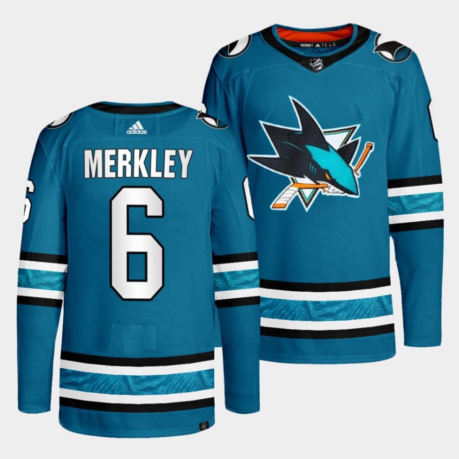 ryan merkley sharks teal 2022 23home primegreen authentic jersey