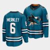 ryan merkley sharks teal 2022 23home the evolve jersey