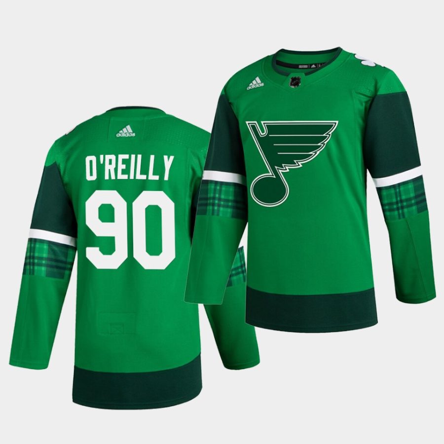 ryan oreilly blues 2020 st. patricks day green jersey