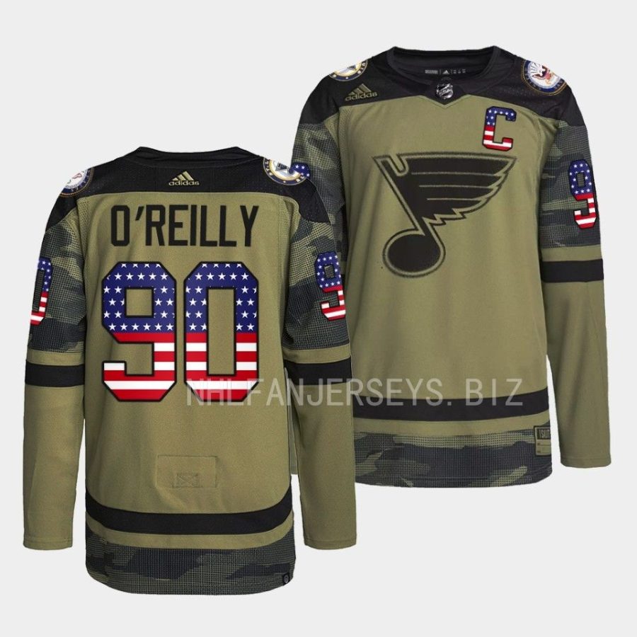 ryan oreilly blues camo 2022veterans day warmup jersey