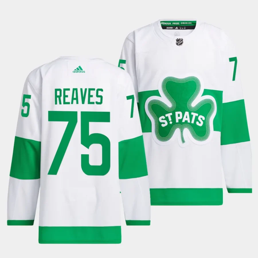 ryan reaves maple leafs white 2024 st. patricks alternate primegreen authentic jersey