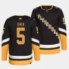 ryan shea penguins black home primegreen authentic projersey