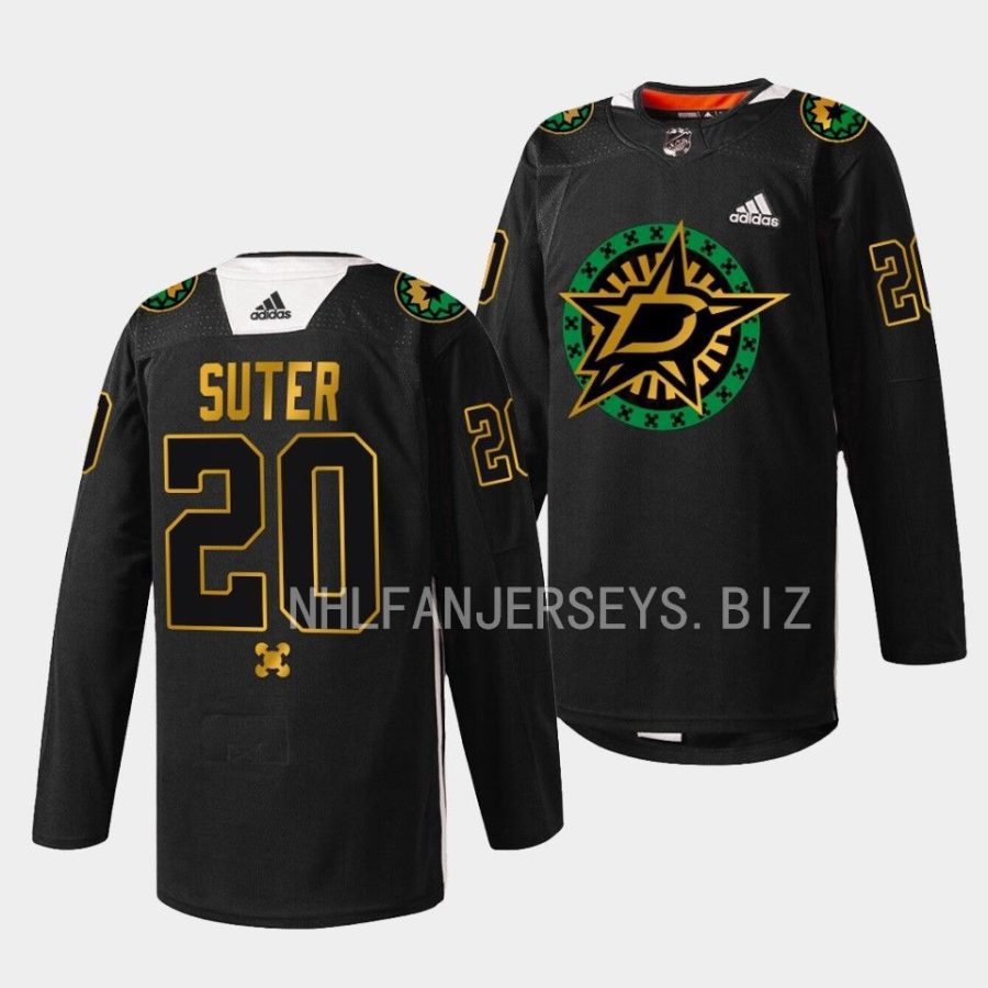 ryan suter stars black 2023black history night warmup jersey