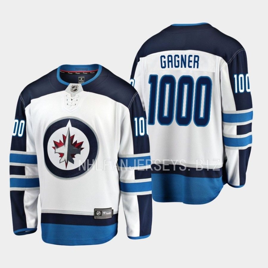 sam gagner jets white 1000th career game special jersey