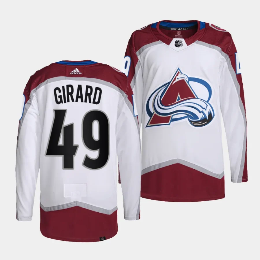 sam girard avalanche white away primegreen authentic projersey