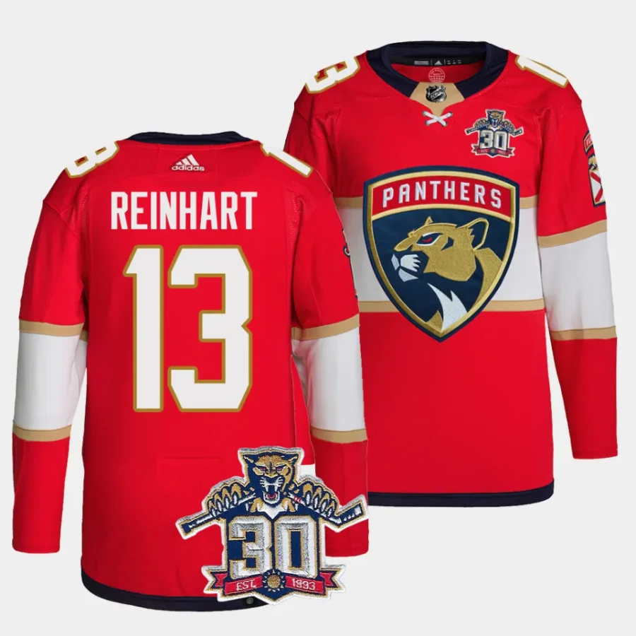 sam reinhart panthers red 30th anniversary authentic home primegreenjersey