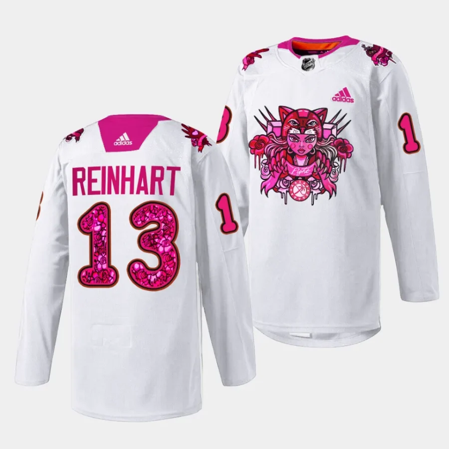 sam reinhart panthers white 2023pink in the rink limited jersey