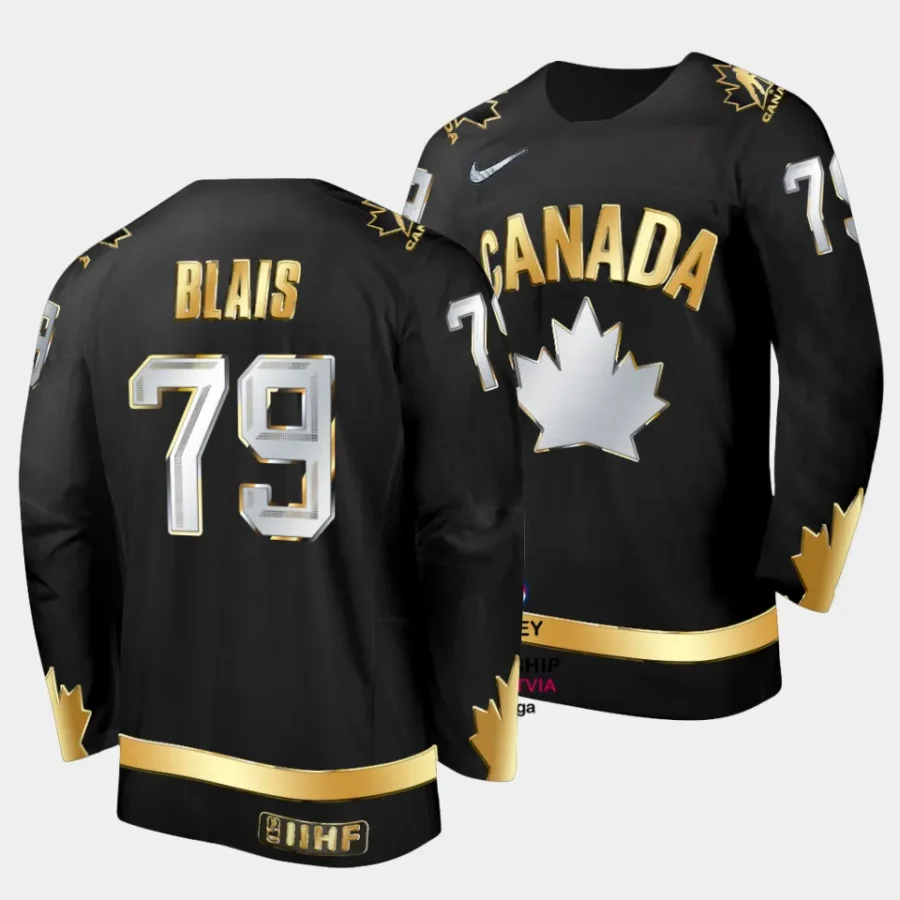 sammy blais canada 2023 champions du monde gold trophy black jersey