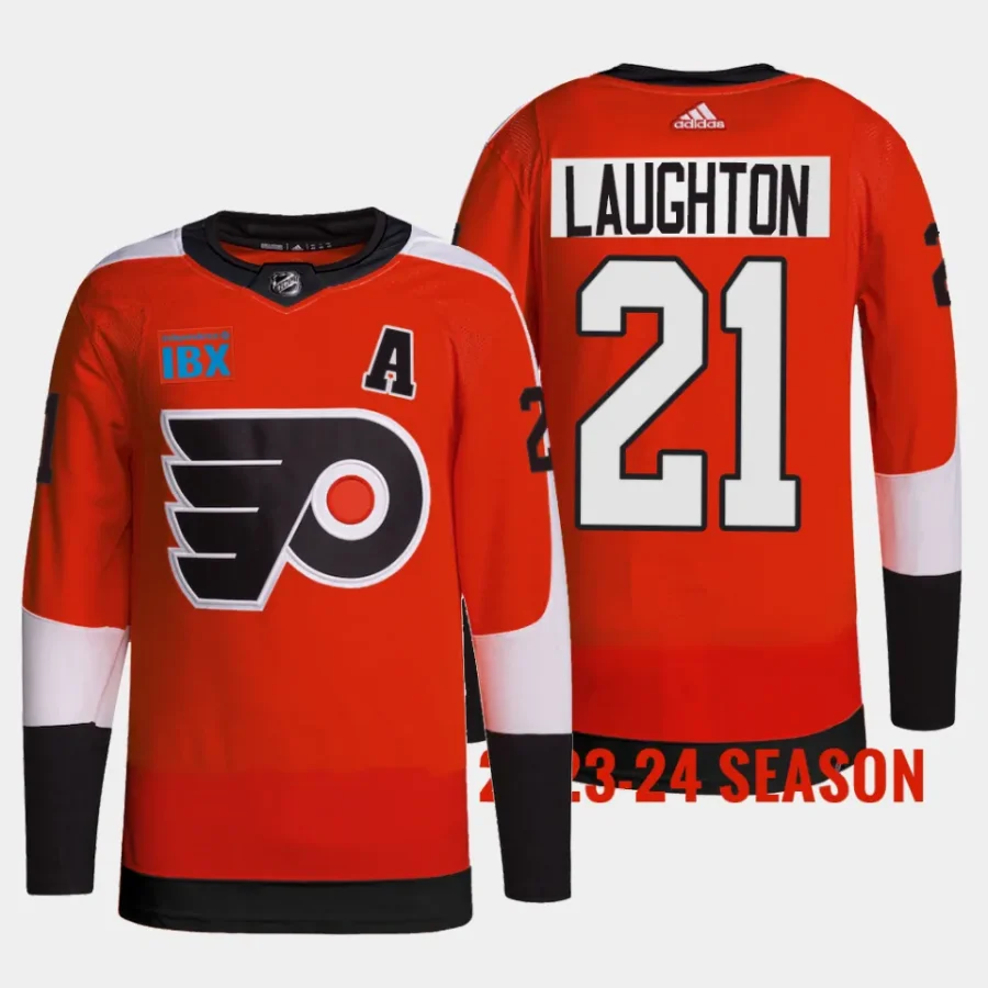 scott laughton flyers burnt orange 2023 24home primegreen jersey