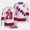 sebastian aho hurricanes white authentic away 25th anniversary jersey