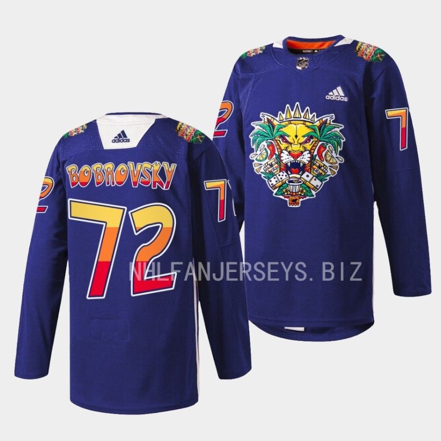 sergei bobrovsky panthers warmups 2023vamos gatos navy jersey